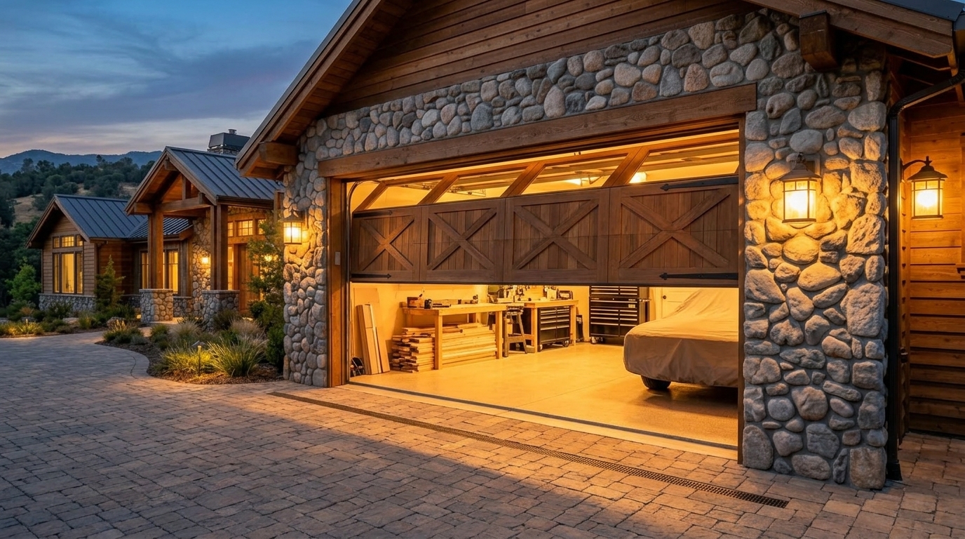 Antelope Garage Door Service Garage Door Gliding Open Revealing Warm Illuminated Interior